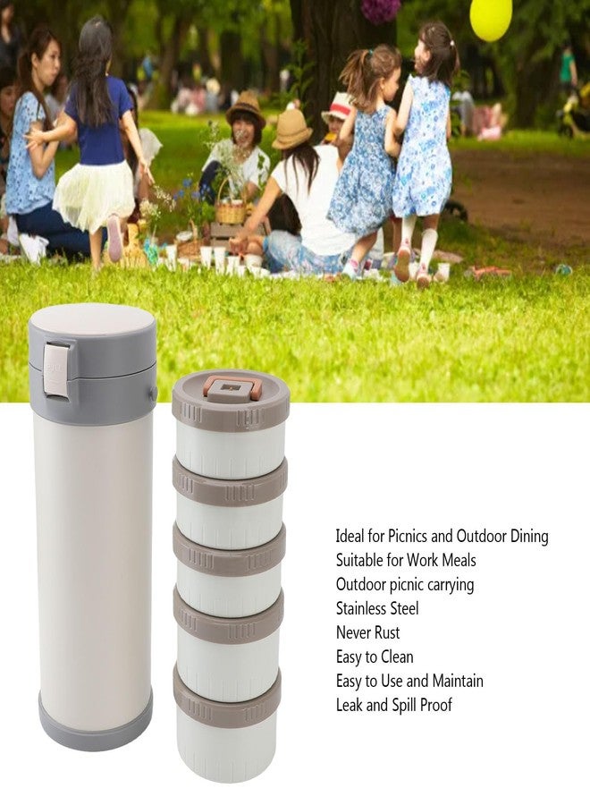 Fockety Portable Insulated Lunch Container, 3.4L Stainless Steel 5 Layer Stackable Insulated Lunch Box Leakproof Insulated Food Jar Lunch Box with Strap for Work, Freshness Locking - Image 3