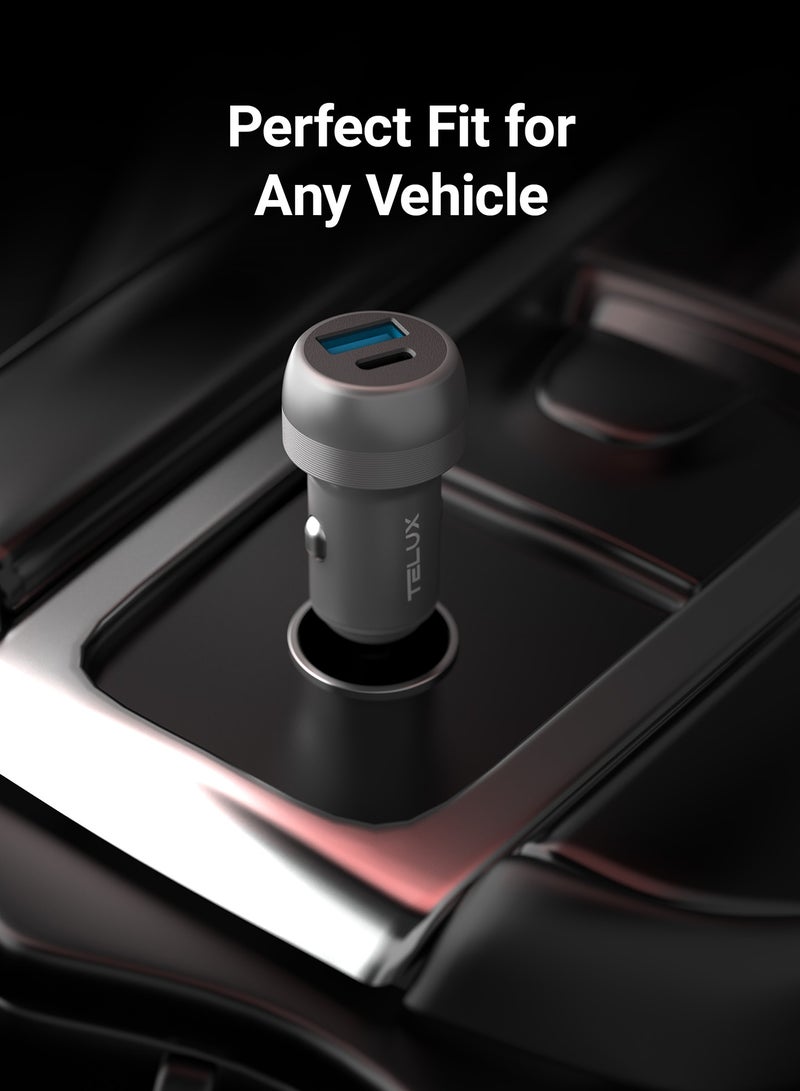 TELUX POWERGO 38W Fast Car Charger with 1.2M USB-C to USB-C Cable, Dual Port USB-C & USB-A, Car Adapter with LED Blue Light, Wide Compatibility for Mobile & Tablet - Image 5