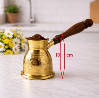 Brass Turkish Coffee Warmer Turkish Coffee Pot with Wooden Handle Gold 10 Centimeter - view 2
