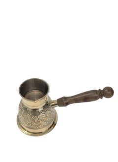 Royal Brass Turkish Coffee Warmer Turkish Coffee Pot with Wooden Handle Gold 10 Centimeter  - Image 3