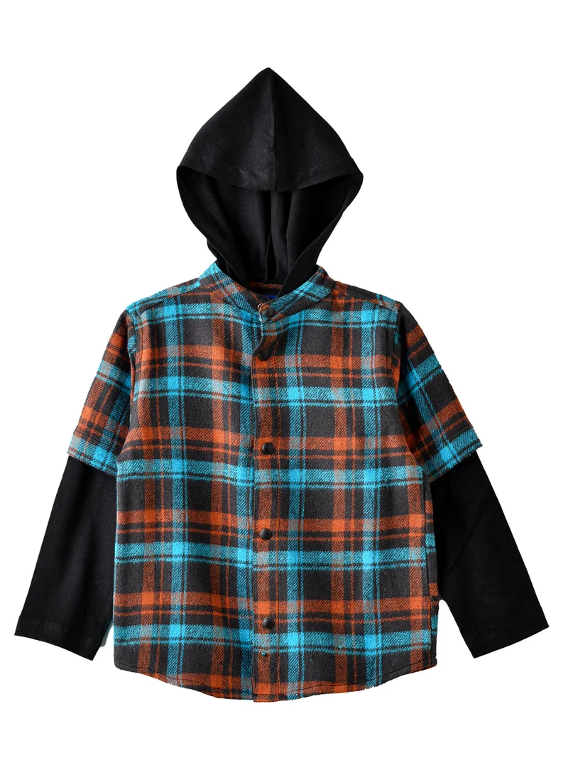 JAM Boys Hooded Plaid Shirt with Long Sleeves