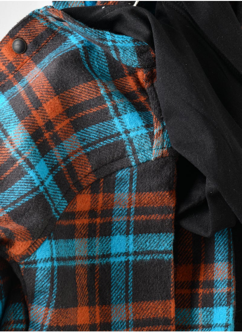 JAM Boys Hooded Plaid Shirt with Long Sleeves  - Image 4