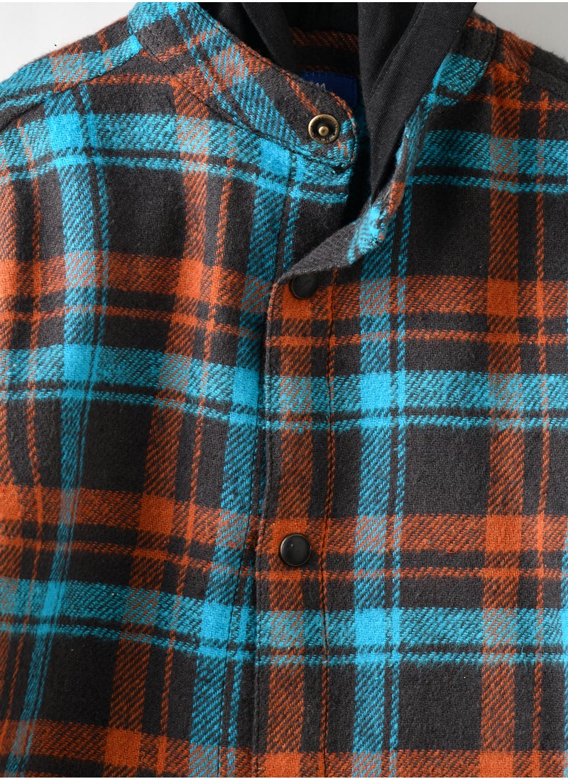 JAM Boys Hooded Plaid Shirt with Long Sleeves  - Image 3