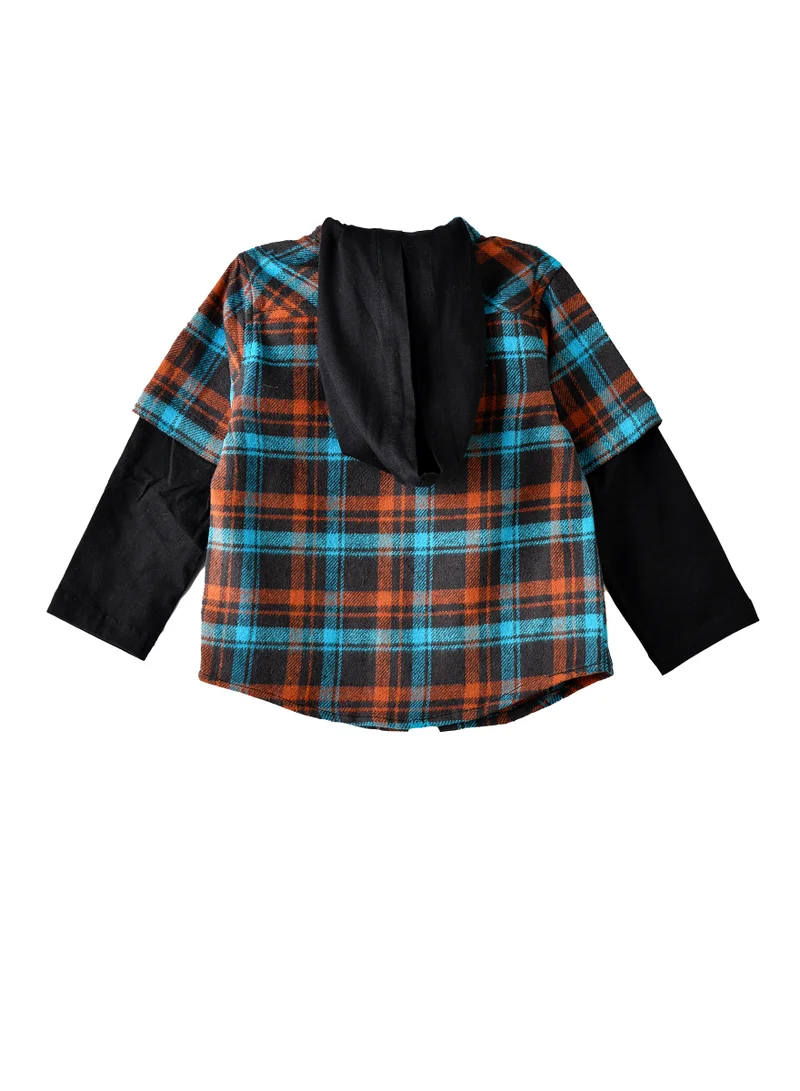 JAM Boys Hooded Plaid Shirt with Long Sleeves