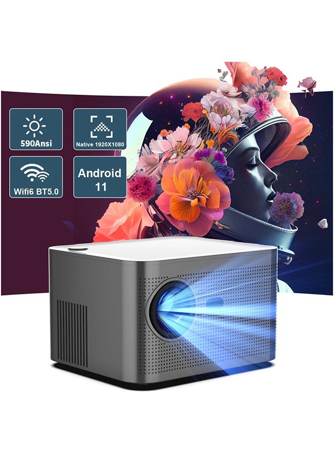 Digisand Projector 590 ANSI Android 11 Projector 4K 1920*1080P Wifi6 Allwinner H713 32G Voice Control BT5.0 Home Cinema Projetor 