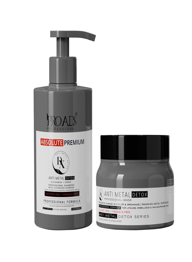 PRO ADS Professional Anti Metal Detox Shampoo 300 ml and Mask 250 ml Set | Sulfate Free Paraben Free Hair Detox Treatment | Removes Metal Buildup & Prevents Color Change | Glucoamine + Ionene Formula | For All Hair Types - Image 1