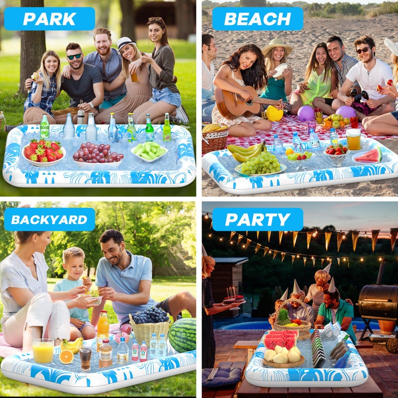 CACSPS 2 pcs-Ice Buffet Serving Tray Drink Cooler with Drain Plug,Inflatable Colorful Light Ice Serving Buffet Bar Inflatable Cooler for Parties Food - Image 4