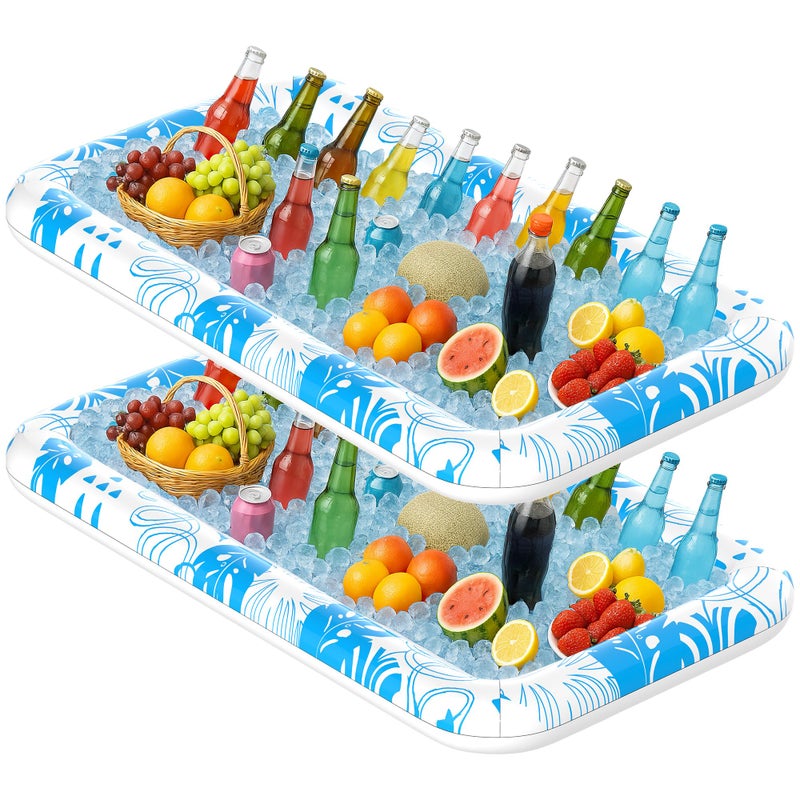 CACSPS 2 pcs-Ice Buffet Serving Tray Drink Cooler with Drain Plug,Inflatable Colorful Light Ice Serving Buffet Bar Inflatable Cooler for Parties Food - Image 1