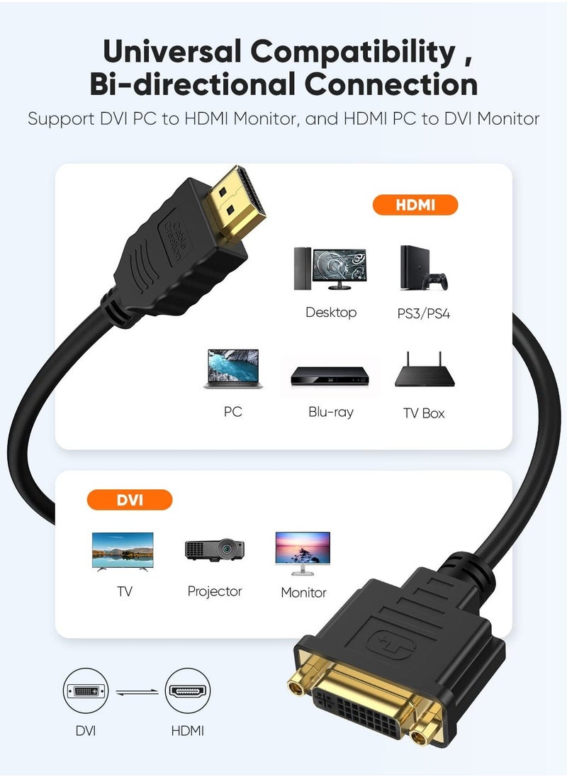 Generic - HDMI Male to DVI Female 25cm [2 Pack], Bi-Directional HDMI Male to DVI-I (24+5) Female Adapter, for PC, TV, TV Box, PS5, Blue-ray, Xbox,Switch - Image 1