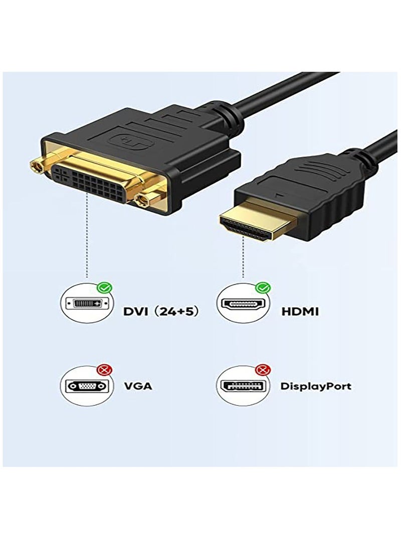 Generic - HDMI Male to DVI Female 25cm [2 Pack], Bi-Directional HDMI Male to DVI-I (24+5) Female Adapter, for PC, TV, TV Box, PS5, Blue-ray, Xbox,Switch - Image 1