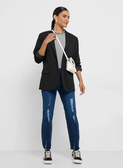 Ginger Ripped High Rise Skinny Jeans With Frayed Hem