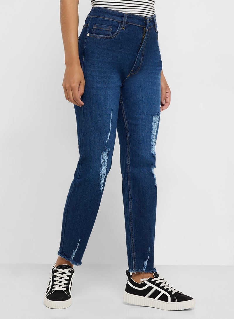 جينجر جينز سكيني بخصر عالٍ ممزق بحافة مهترئة - Image 2