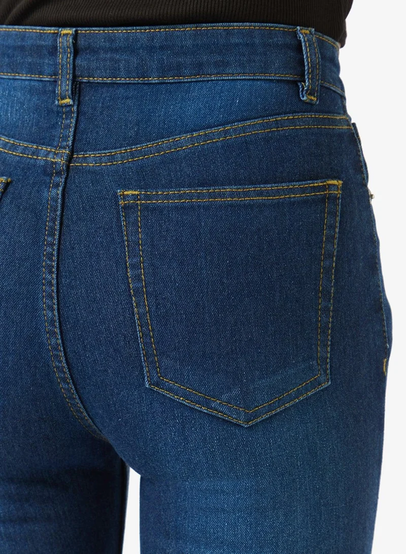 Ginger  Ripped High Rise Skinny Jeans With Frayed Hem for Women | Best Price UAE