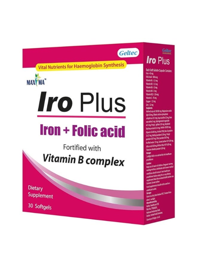 Maxima Iro Plus Iron Supplement with Vitamin B Complex SoftGel 30s – Energy, Hemoglobin & Red Blood Cell Support