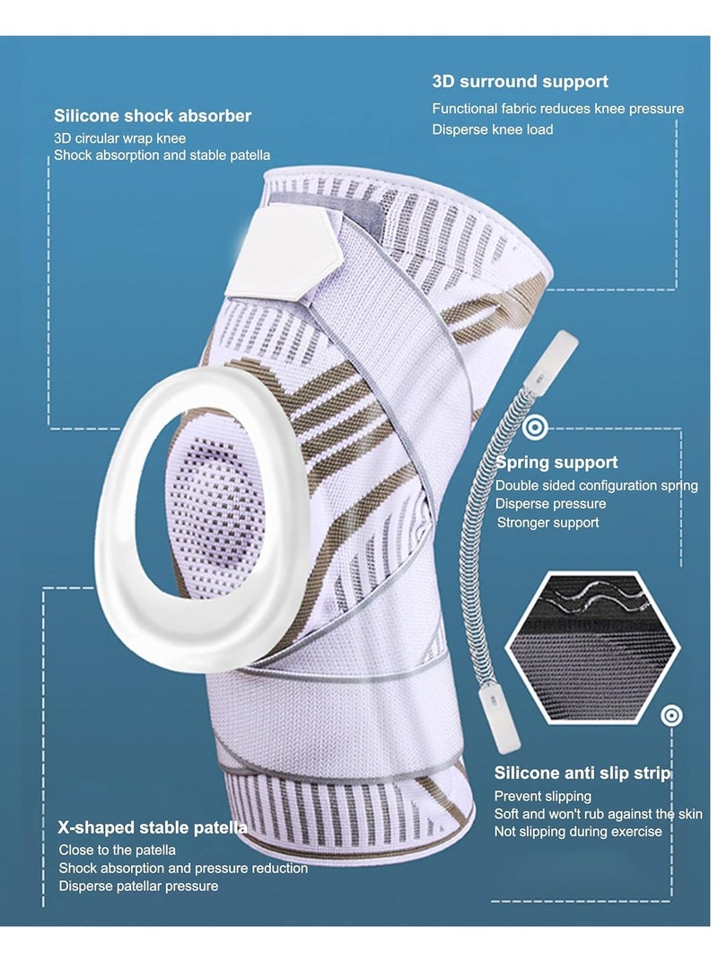 KASTWAVE Knee Brace, Soft Breathable Knee Sleeve, Knee Braces for Knee Pain Knitted, Knee Compression Sleeve Support for Men and Women, Running, Fitness, Weightlifting, Arthritis, ACL Torn Meniscus, White 1Pcs - Image 2