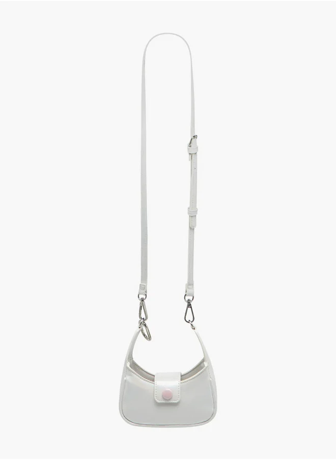 Flora Bella By Shoexpress Girls Solid Crossbody Bag with Detachable Strap and Flap Closure