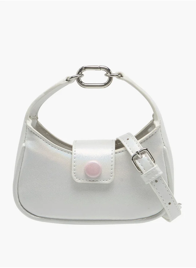 Flora Bella By Shoexpress Girls Solid Crossbody Bag with Detachable Strap and Flap Closure