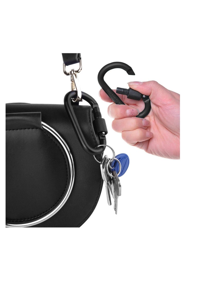 ECVV 8PCS Locking Carabiner Clip D Ring Spring Snap Key Chain Hook 3' Screw Gate Hook Travel Aluminum Carabiners (Black)  - Image 3
