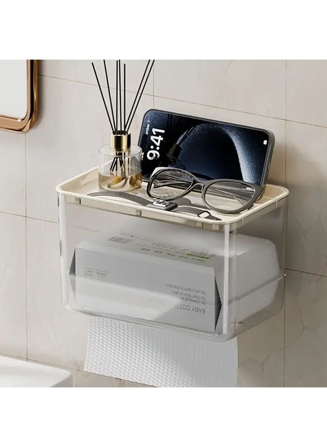 White Over The Toilet Organizer With Storage Box And Toilet Paper Holder - Image 5