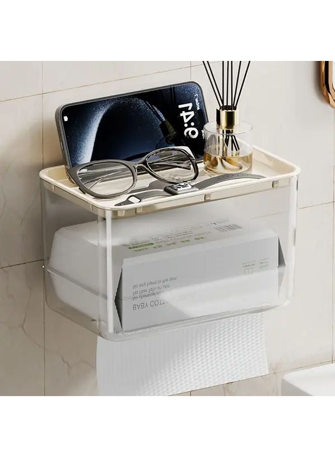 White Over The Toilet Organizer With Storage Box And Toilet Paper Holder - Image 2