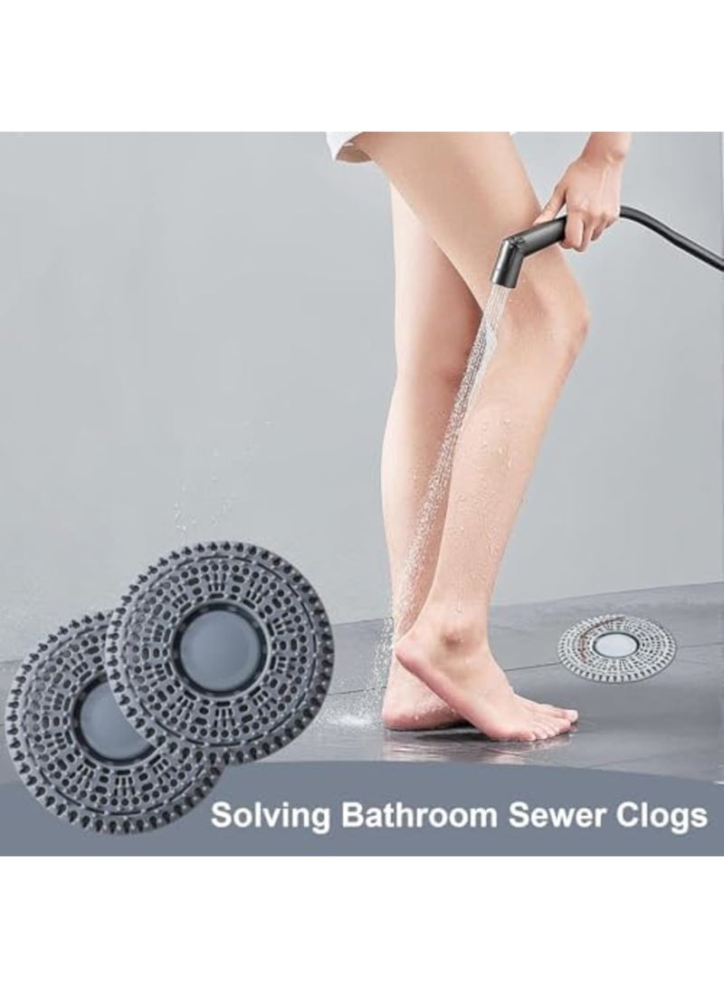 Shower Drain Hair Catcher, Premium Silicone Drain Protector u0026 Flat Shower Drain Cover, Bathroom Shower Installation Kit for Hair Trapping u0026 Clog Prevention (2 Pack,Gray) - Image 3