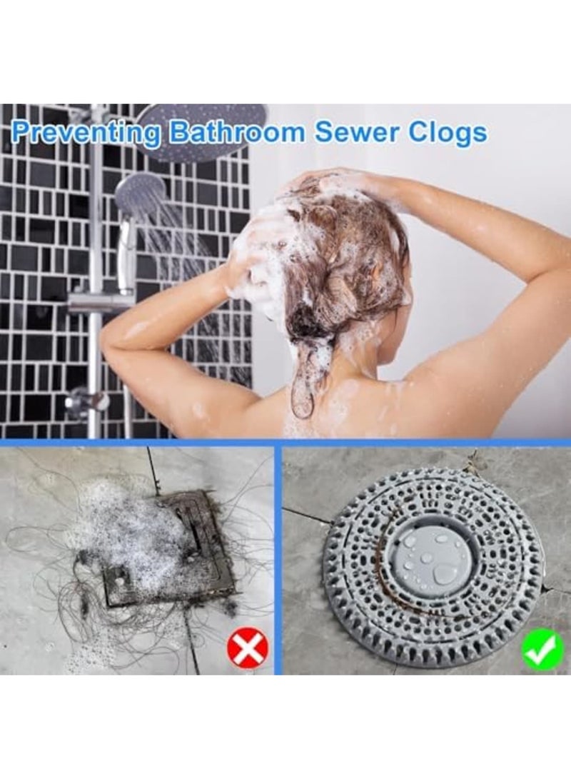 Shower Drain Hair Catcher, Premium Silicone Drain Protector u0026 Flat Shower Drain Cover, Bathroom Shower Installation Kit for Hair Trapping u0026 Clog Prevention (2 Pack,Gray) - Image 4