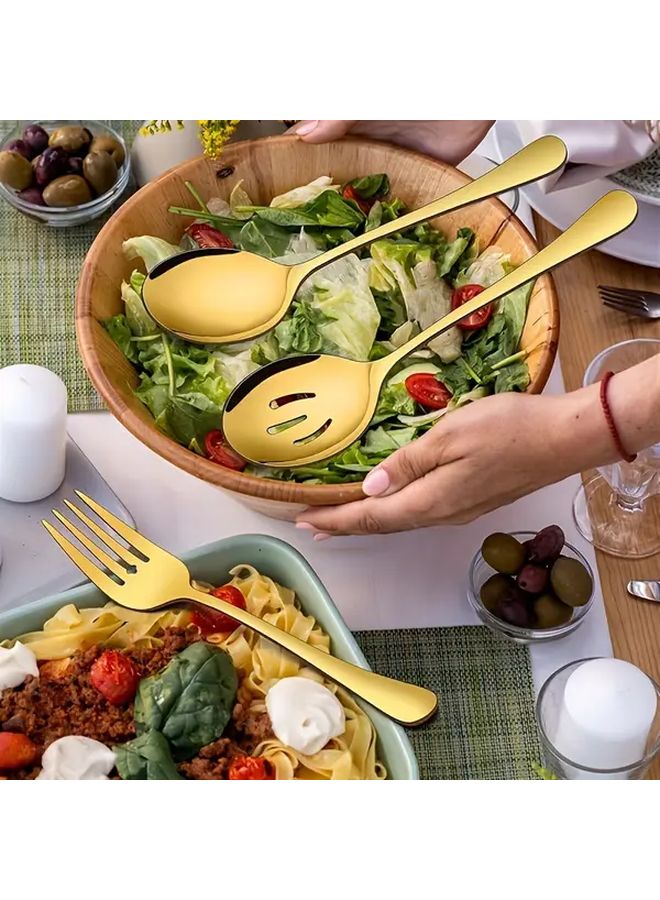 10 Piece Stainless Steel Serving Set Silvery Includes Spoons Forks Spatulas Tongs Dishwasher Safe - Image 5