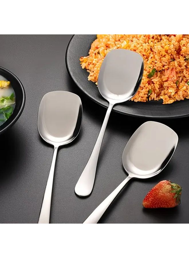 10 Piece Stainless Steel Serving Set Silvery Includes Spoons Forks Spatulas Tongs Dishwasher Safe - Image 2
