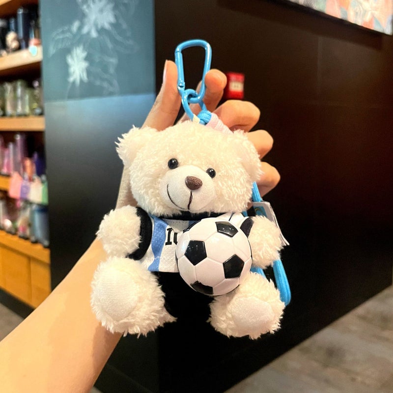 Cross-Border Fan Keychain with Cristiano Ronaldo, Real Madrid & World Cup Bear  Doll - Image 1