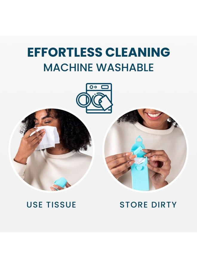 LastTissue LastObject The Reusable Organic Tissue Pack - Eco Friendly Handkerchiefs - Facial Tissues - Raccoon Blue - Image 3