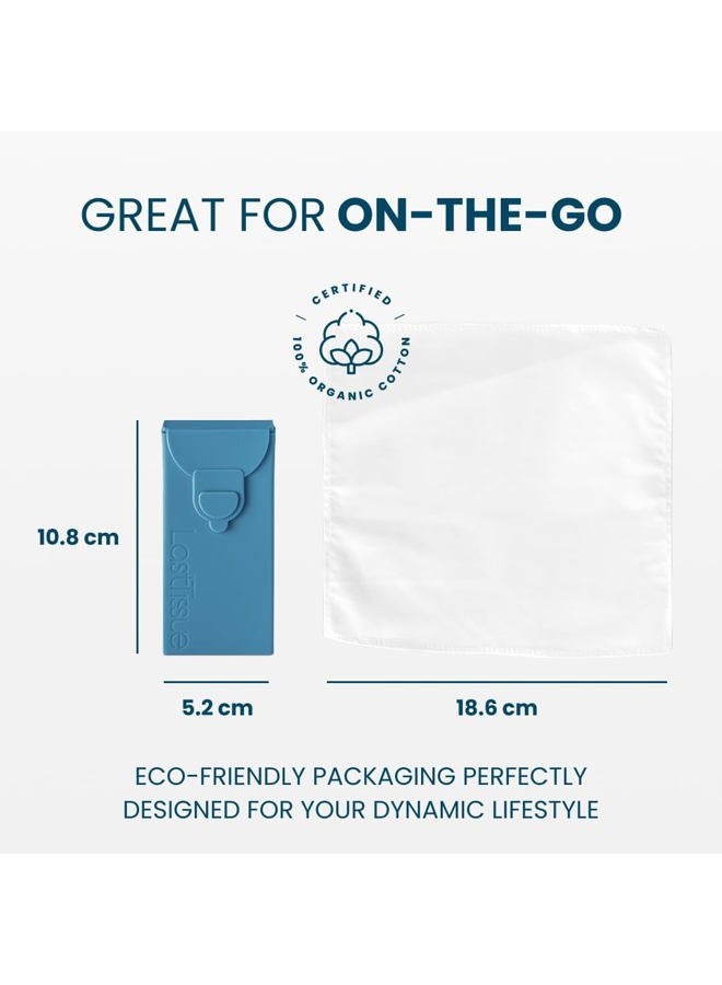 LastTissue LastObject The Reusable Organic Tissue Pack - Eco Friendly Handkerchiefs - Facial Tissues - Raccoon Blue - Image 4