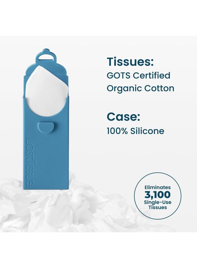 LastTissue LastObject The Reusable Organic Tissue Pack - Eco Friendly Handkerchiefs - Facial Tissues - Raccoon Blue - Image 5