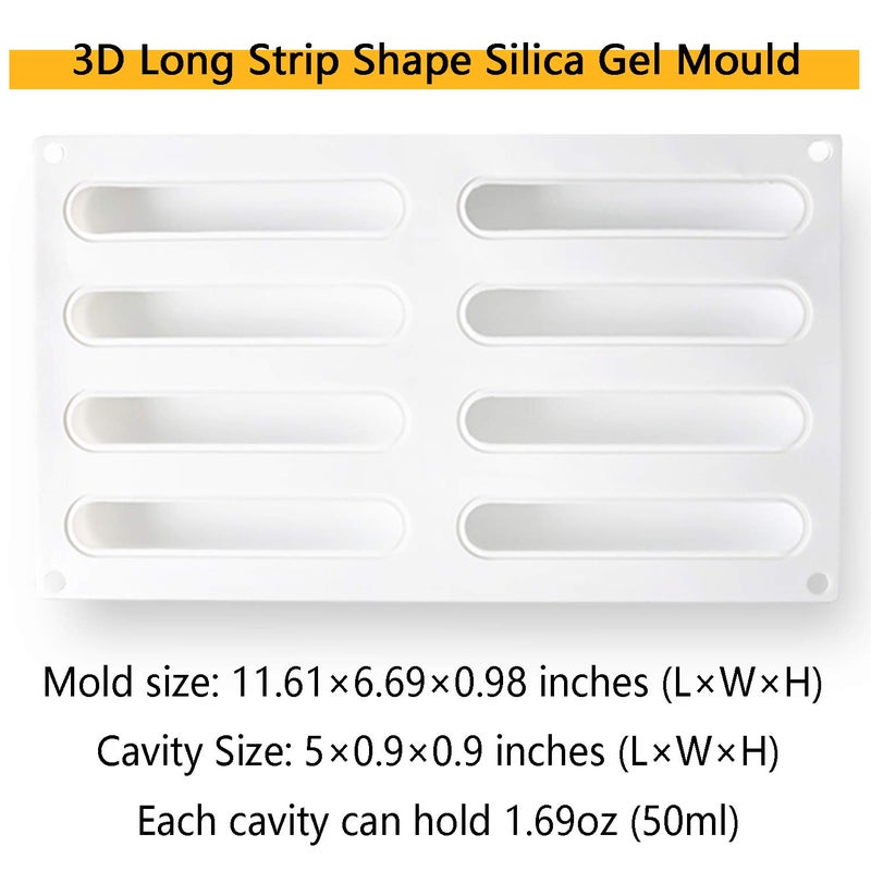 OCPO KITCHEN Eclair Silicone Mold for Baking Mousse Cake, 3D Silicone Baking Mold for Cakes French Dessert Mold for Pastry Chocolate Brownie Molds, Cake Decoration, 3D Fashion Eclair Shape (8-Cavity) - Image 2