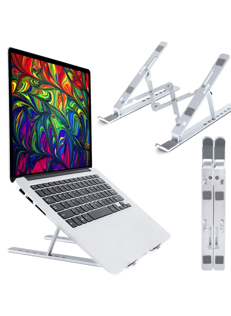 Phone Planet 7-Level Adjustable Aluminum Alloy Foldable Laptop Stand Silver - Image 4