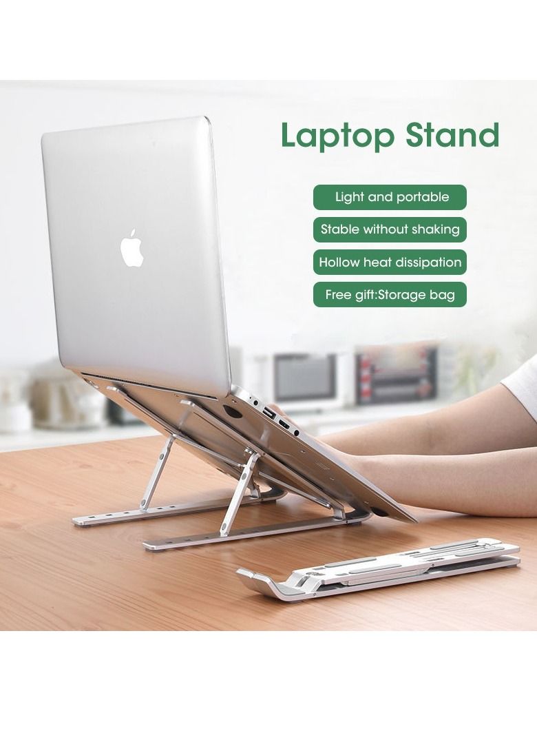 Phone Planet 7-Level Adjustable Aluminum Alloy Foldable Laptop Stand Silver - Image 3