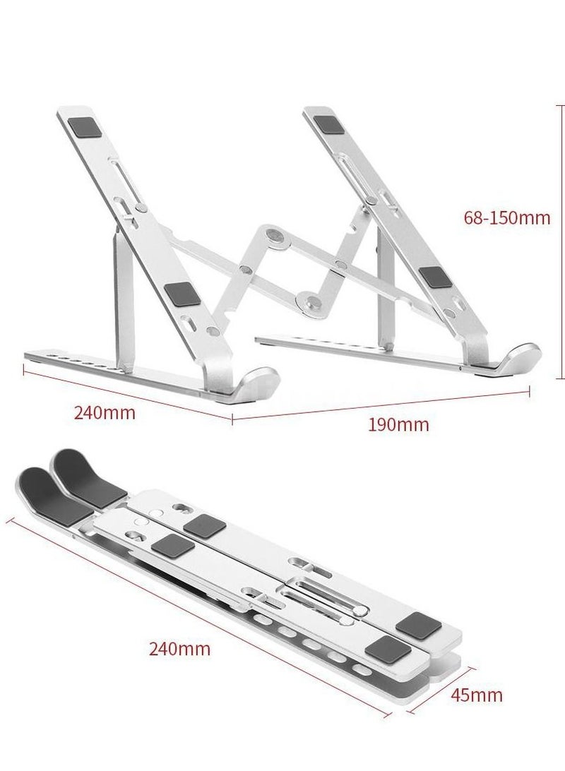 Phone Planet 7-Level Adjustable Aluminum Alloy Foldable Laptop Stand Silver - Image 2