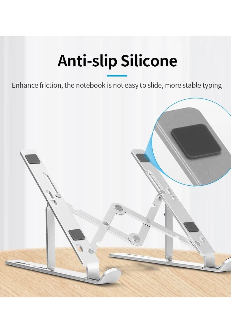 Phone Planet 7-Level Adjustable Aluminum Alloy Foldable Laptop Stand Silver - Image 1