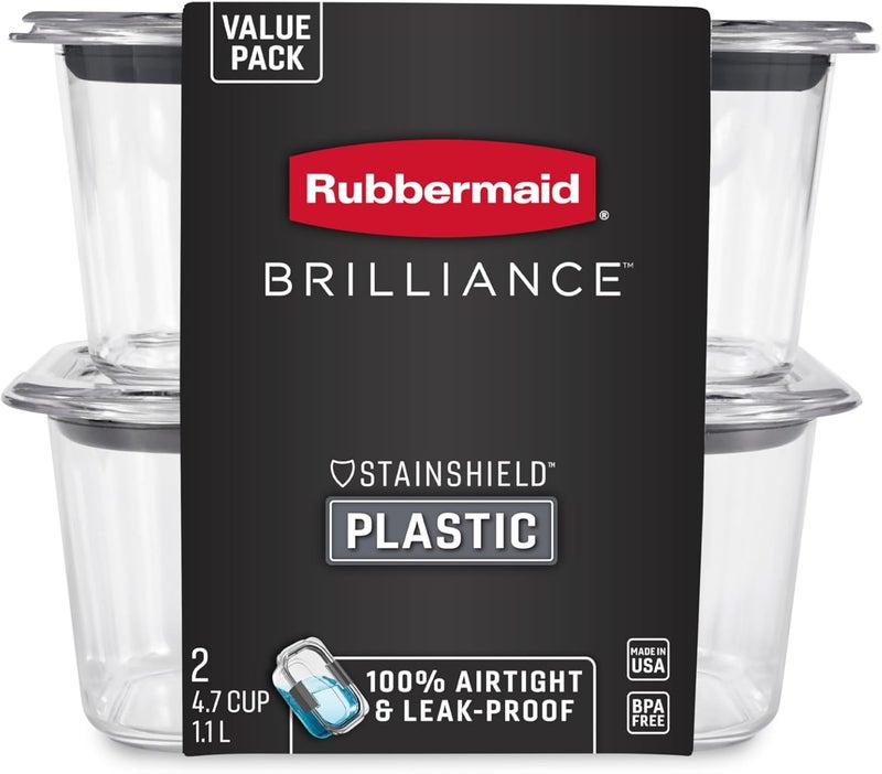Rubbermaid Brilliance BPA Free Food Storage Containers with Lids, Set of 2 (4.7 Cup) - Image 4