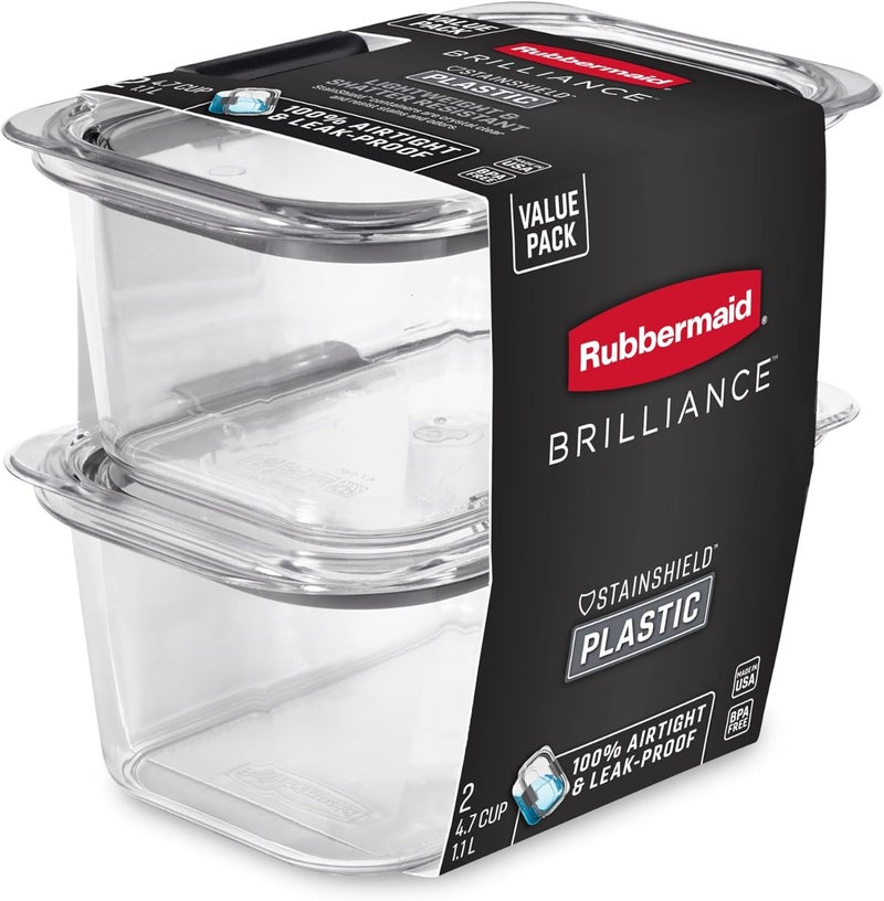 Rubbermaid Brilliance BPA Free Food Storage Containers with Lids, Set of 2 (4.7 Cup) - Image 5