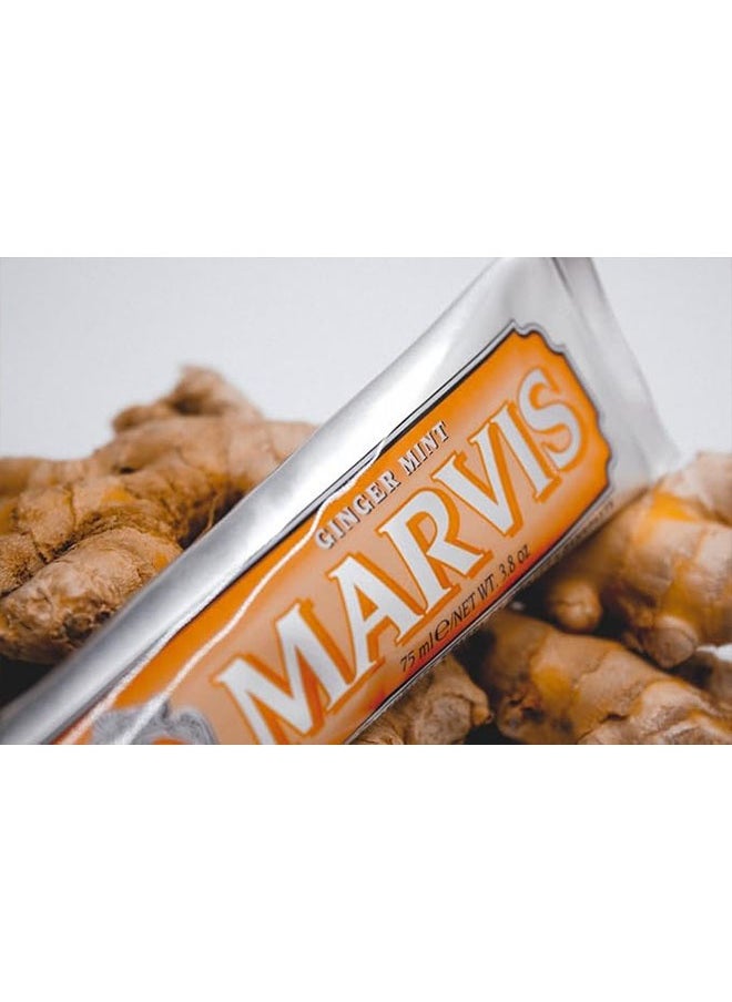 Marvis Ginger Mint Toothpaste 85ml, Prevent Tooth Decay, Tartar and Plaque Build Up, Fresh Breath and Tooth Whiting
