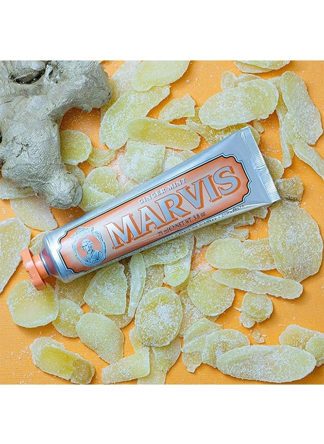 Marvis Ginger Mint Toothpaste 85ml, Prevent Tooth Decay, Tartar and Plaque Build Up, Fresh Breath and Tooth Whiting