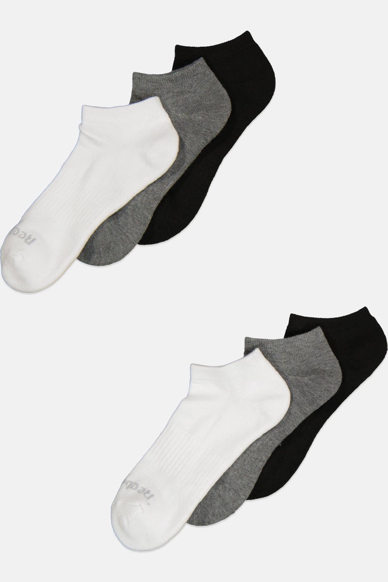 Reebok Women 6 Pairs Brand Logo Low Cut Socks, Black/White/Grey - Image 2