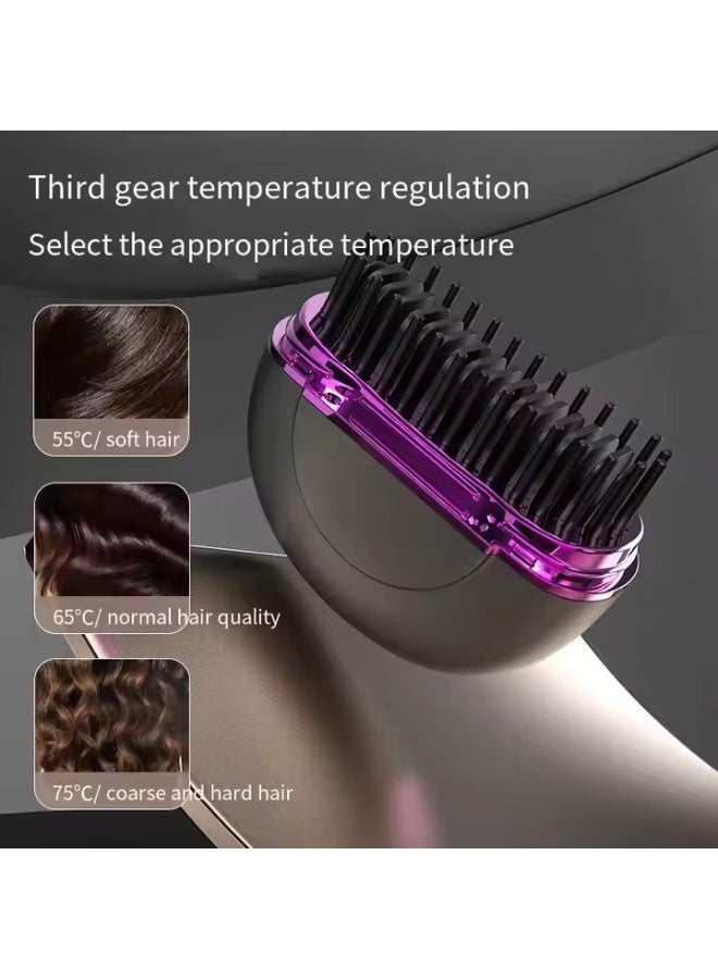 Wireless Portable Cordless Straightening Comb USB C Rechargeable Feature 3 Temperature Adjustable Hair Styler with Smart Heat Control