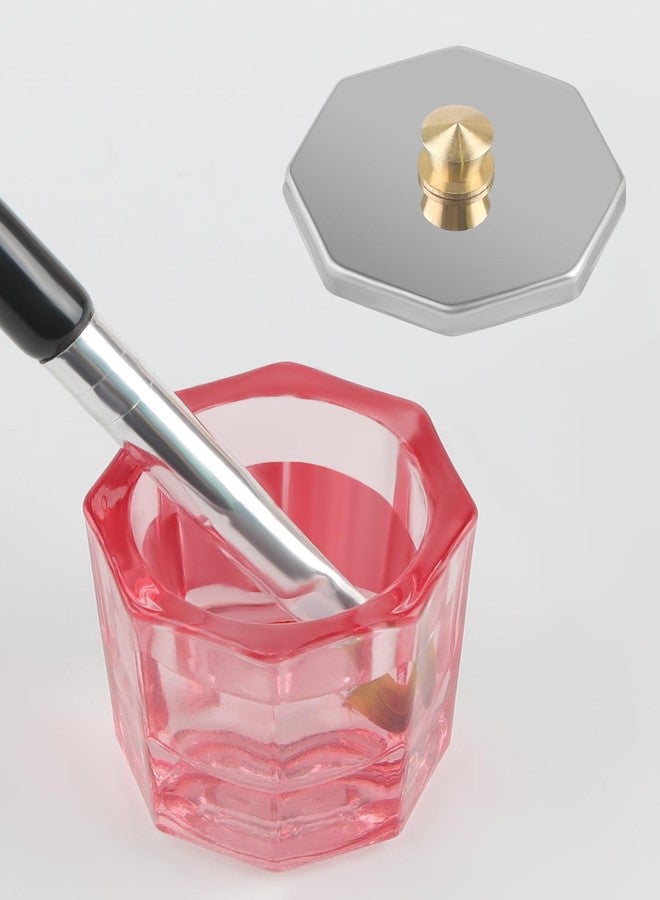 TOROKOM 4 Colors Dappen Dish for Acrylic Nails, Glass Crystal Acrylic Powder Holder with Lid Nail Art Acrylic Liquid Cups Nail Crystal Bowl Glassware Tools for Nail Art Manicure - Image 5