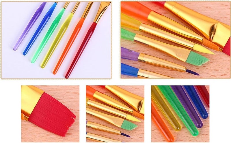 KABEER ART Set of 6 Different Sizes Synthetic Flat Paint Brush for Nail Brush Art, Artist Acrylic Painting(Synthetic Hair;Plastic) - Image 5