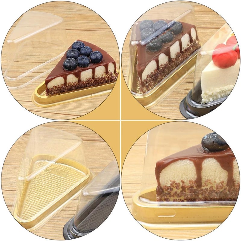 GALPADA 50pcs Triangular Plastic Cake Blister Boxes for Mousse and Pastry Packaging, Small Cake Wrapping Containers for Bakery and Takeout Use - Image 3
