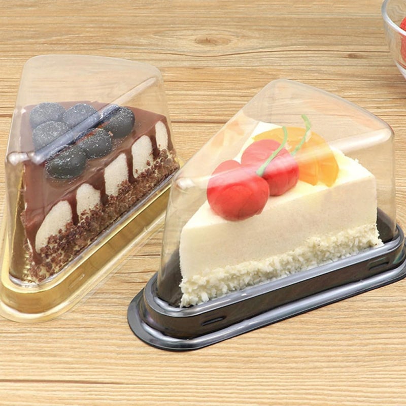 GALPADA 50pcs Triangular Plastic Cake Blister Boxes for Mousse and Pastry Packaging, Small Cake Wrapping Containers for Bakery and Takeout Use - Image 5