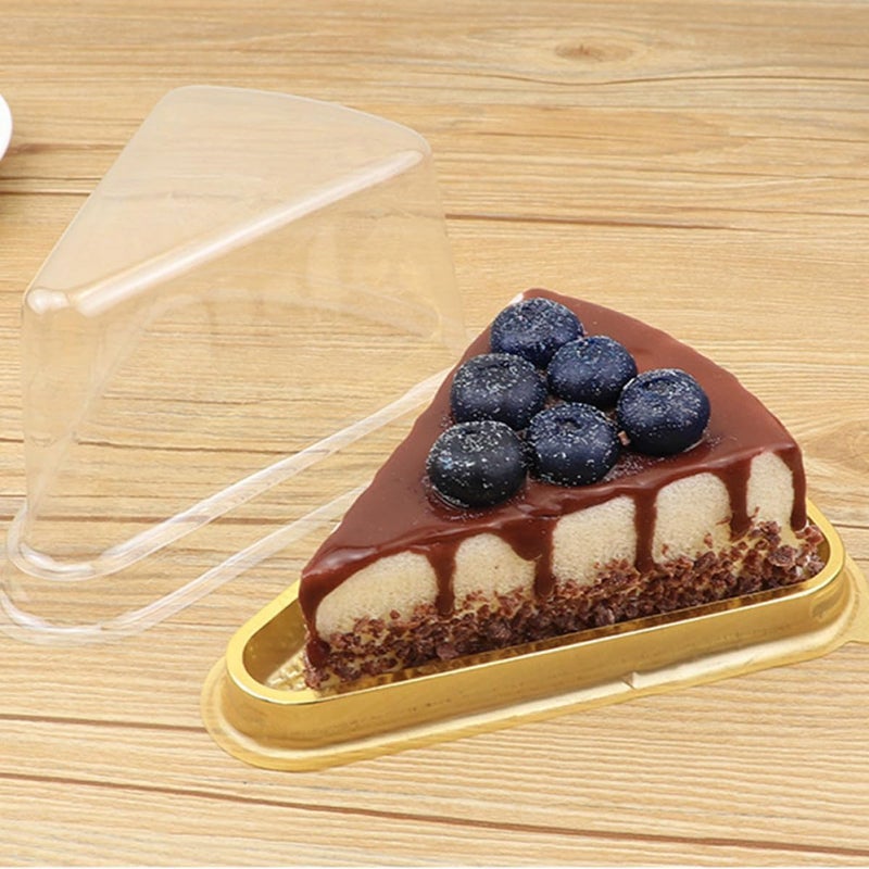 GALPADA 50pcs Triangular Plastic Cake Blister Boxes for Mousse and Pastry Packaging, Small Cake Wrapping Containers for Bakery and Takeout Use - Image 4