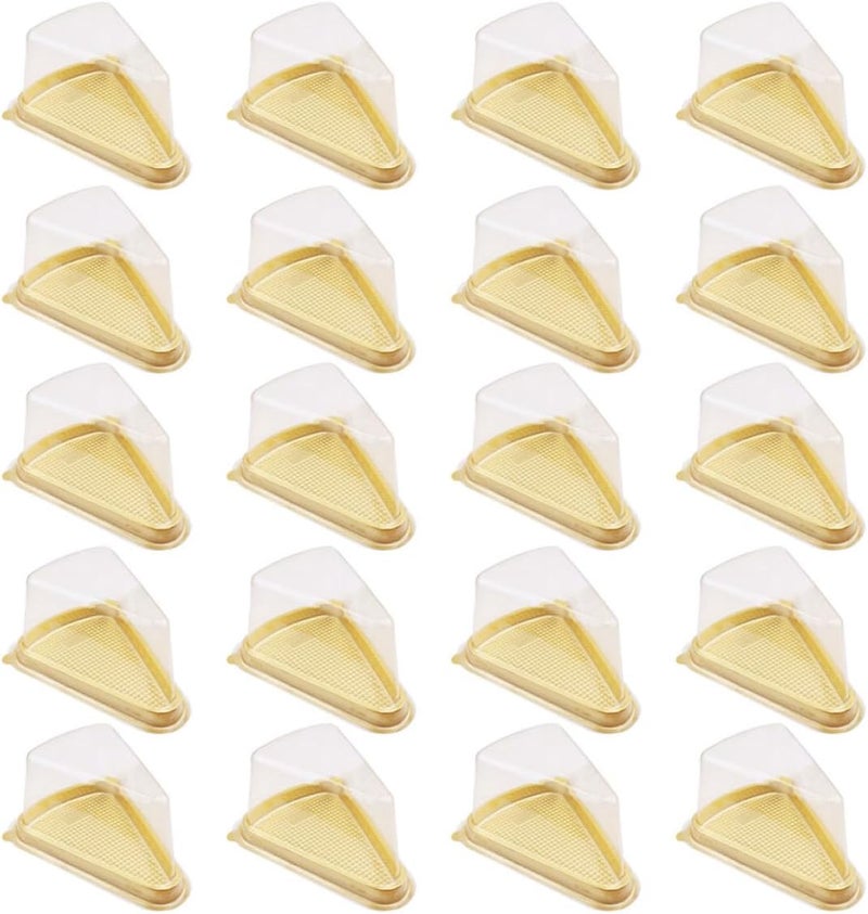 GALPADA 50pcs Triangular Plastic Cake Blister Boxes for Mousse and Pastry Packaging, Small Cake Wrapping Containers for Bakery and Takeout Use - Image 1