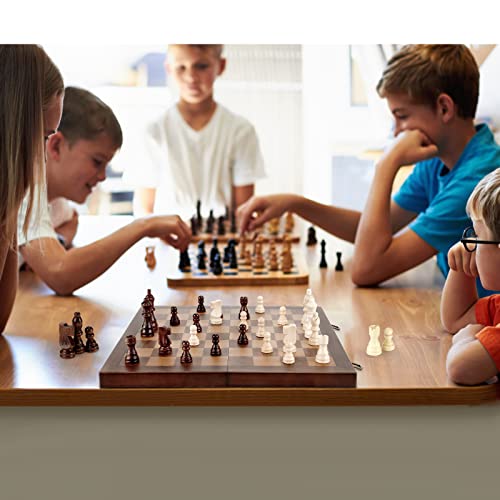 Hurdaos Magnetic Wooden Chess Set for Adults Kids 17 Chess Board with Handmade Pieces Folding Portable Travel Unique Chess Sets Game for Tournament Professional Beginner - Image 5